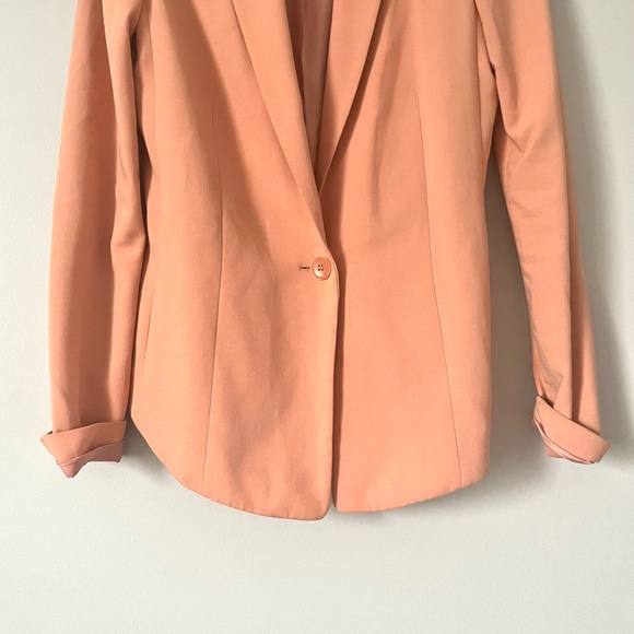 BCBGMaxAzria β’ peach moto open blazer jacket with knit stretch panels - Picture 6 of 16